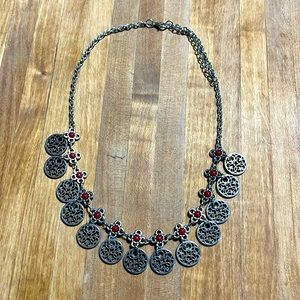 Paparazzi Silver with Red Necklace ♥️ Coins Flowers Celtic Stars